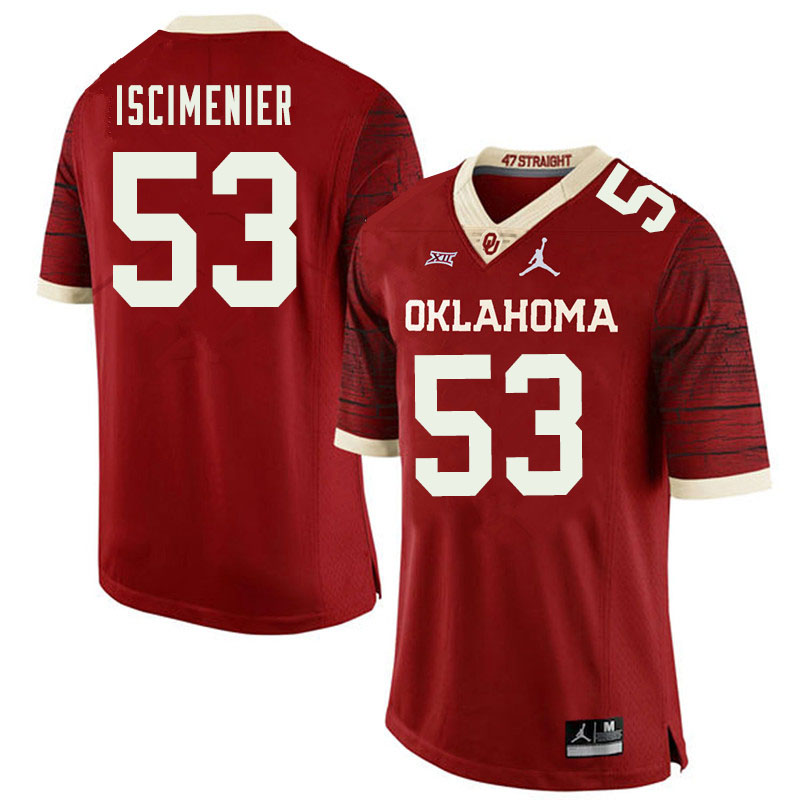 Jordan Brand Men #53 Jared Iscimenier Oklahoma Sooners College Football Jerseys Sale-Retro - Click Image to Close